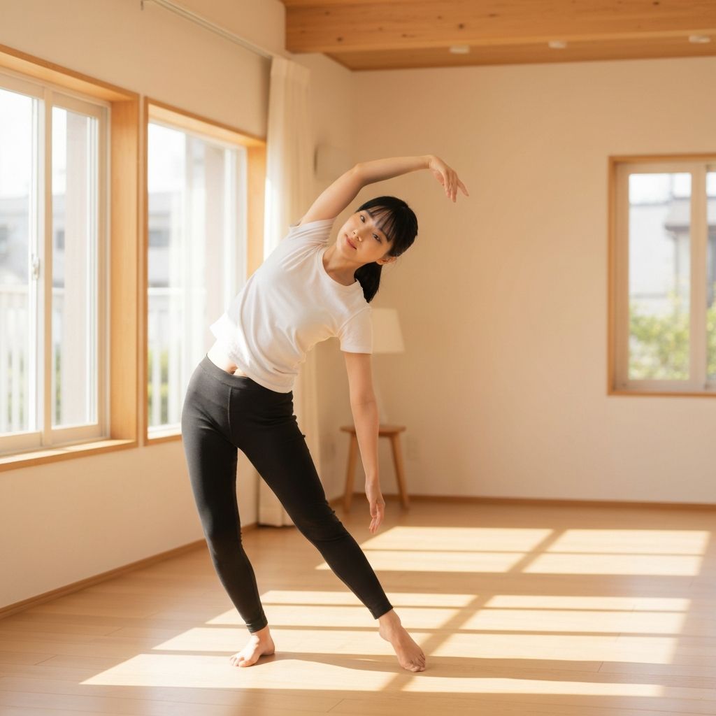 Person performing gentle morning stretching routine